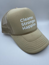 Load image into Gallery viewer, Clearer. Stronger. Happier. Trucker Hat
